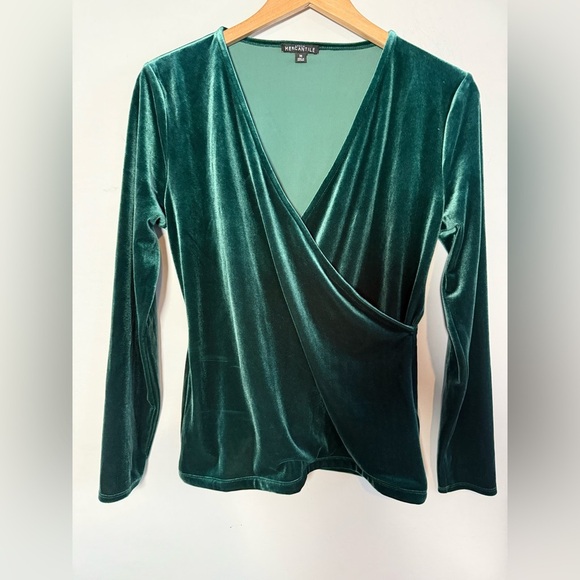 J. Crew Tops - J. Crew Emerald Velvet Wrap Blouse, Size M